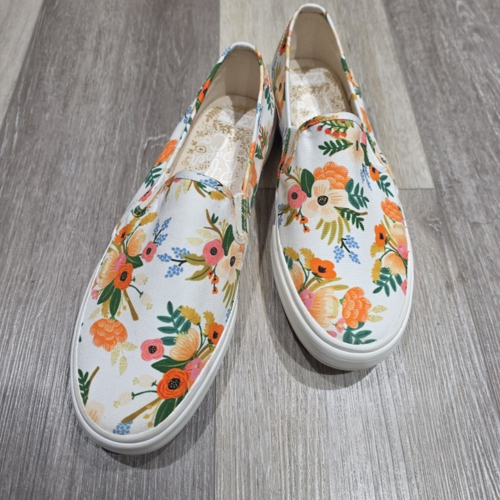 Keds x Rifle Paper Co Double Decker Meadow Floral Slip-On Shoes Women’s Size 11W
